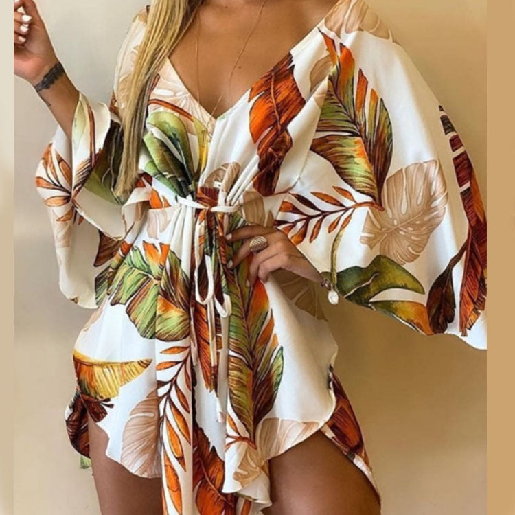 Evarisluxe Temperament Print Binding Dress