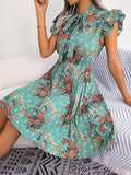 2024 Spring/Summer Floral Waist-Tie Pleated Skirt