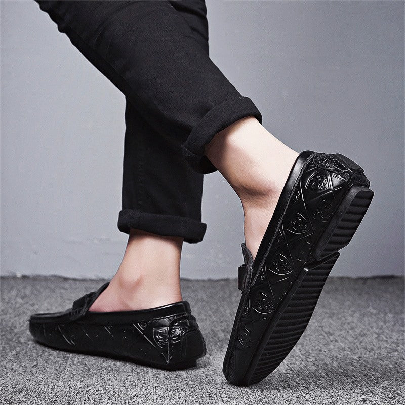 Men's Casual Leather Loafers - Korean Trendy Style