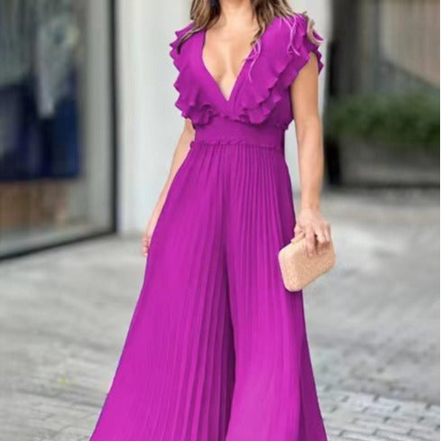 2023 Summer New V-Neck Ruffled Dress for Women