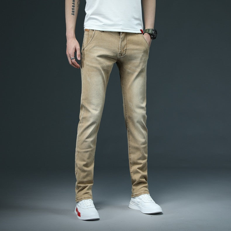 Men's Solid Color Slim Fit Denim Trousers