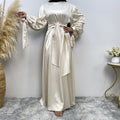 Elegant Dress with Thick Satin Lace-Up Sleeves