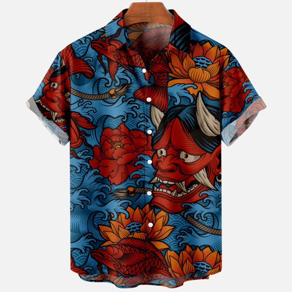 2022 Devil Horror 3D Printed Loose Hawaiian Shirt for Men