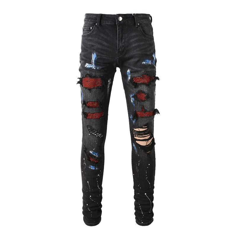 High Street Stylish Black Ripped Denim Pants for Men
