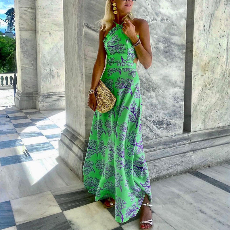Evarisluxe Halterneck Printed Midi Dress