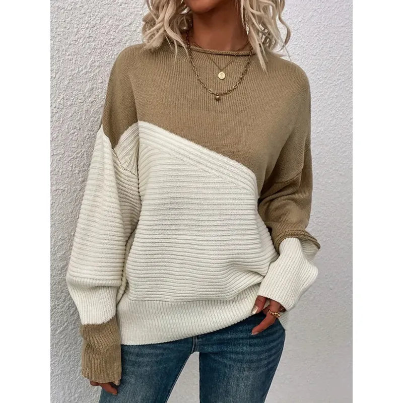 Women's Colorblock Knitted Sweater Pullover