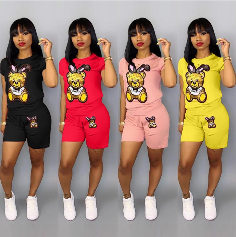 Sequin Cartoon 2-Piece Plus Size Summer Outfit Set