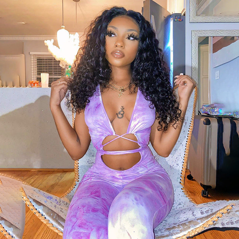 Summer Tie-Dye Strapless Jumpsuit for Women