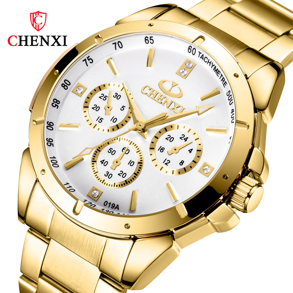 "Couple's Waterproof Quartz Watches with Steel Band"
