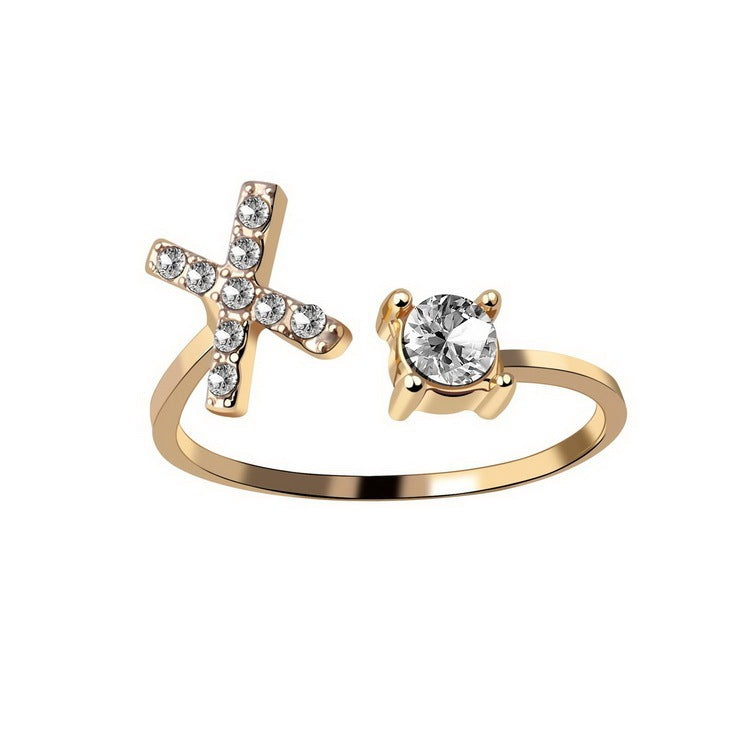 Evarisluxe Initial Letter Gold Ring