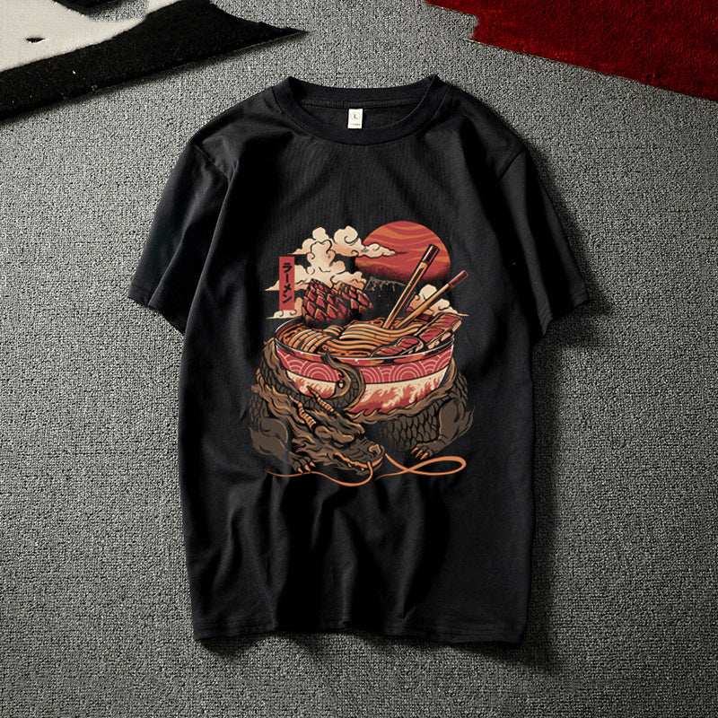 Japanese Style Cotton Short Sleeve T-Shirt for Men