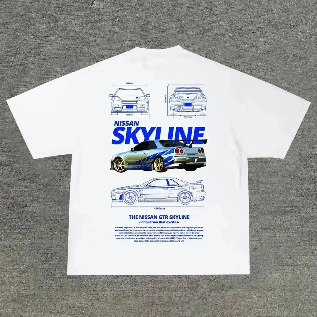Summer New Car Letter Print T-Shirt for Men & Women