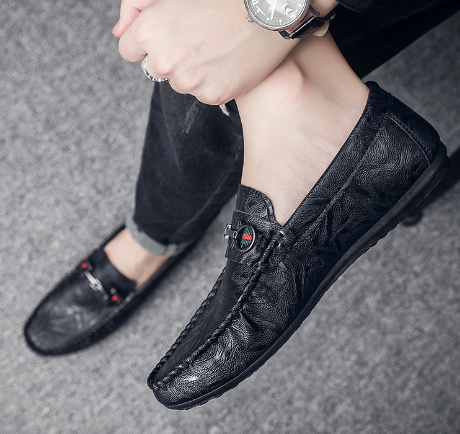 Men's Casual Patent Leather Loafers - Stylish Slip-Ons