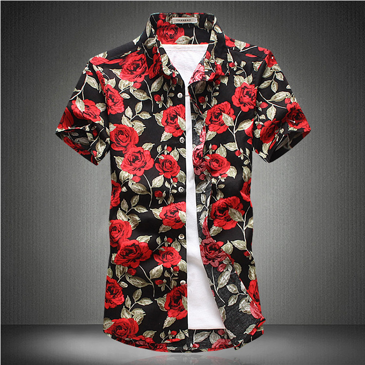 2018 Fashion Floral Short Sleeve Shirt for Men