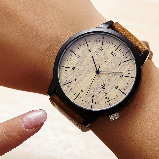 Korean Style Wood Grain Couple Watches for Students