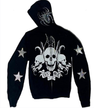 Spider Rhinestone Print Cardigan Jacket Combo