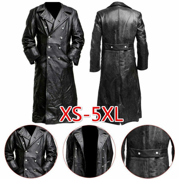 Retro Leather Medieval Trench Coat for Men (Autumn/Winter)