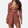 Stylish Striped Mid-Waist Dress for Spring and Autumn