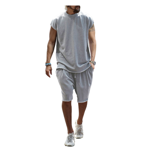 Trendy Terry Summer Half-Sleeve Casual Sports Suit