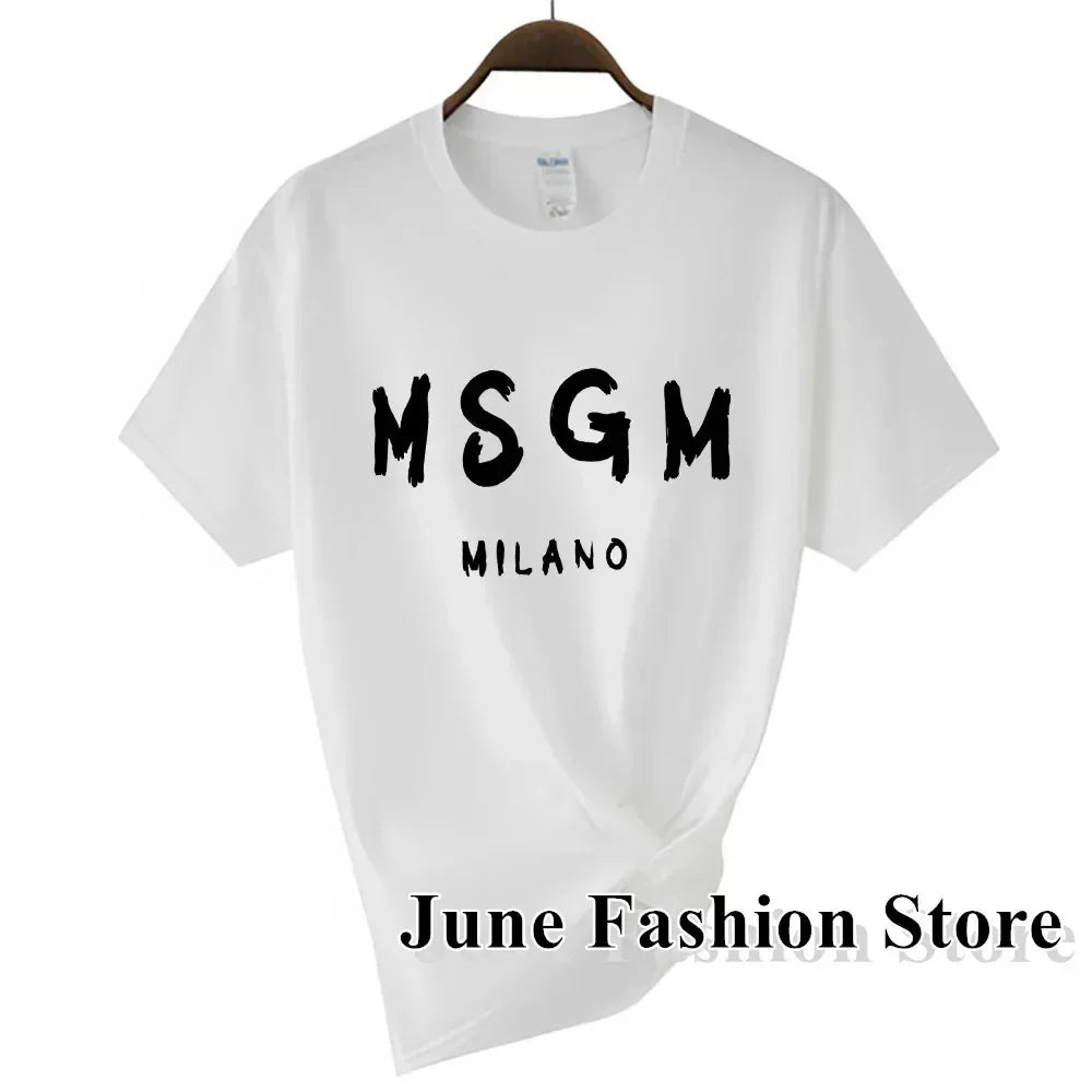 2024 Summer Fashion Letter Print Cotton T-Shirt for Women