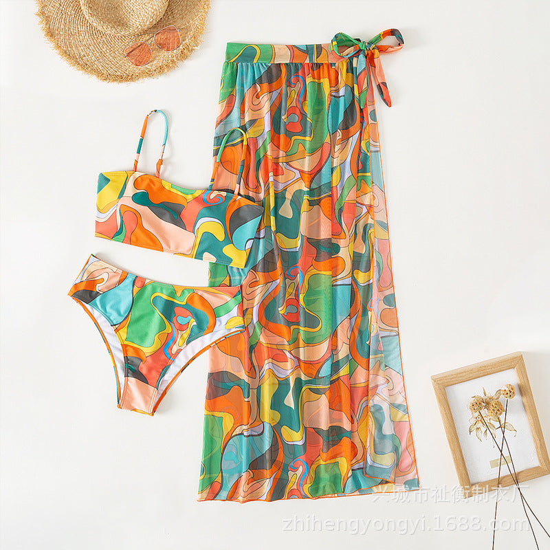 Zhi Heng 25766O Three-Piece Bikini Set with Cover-Up