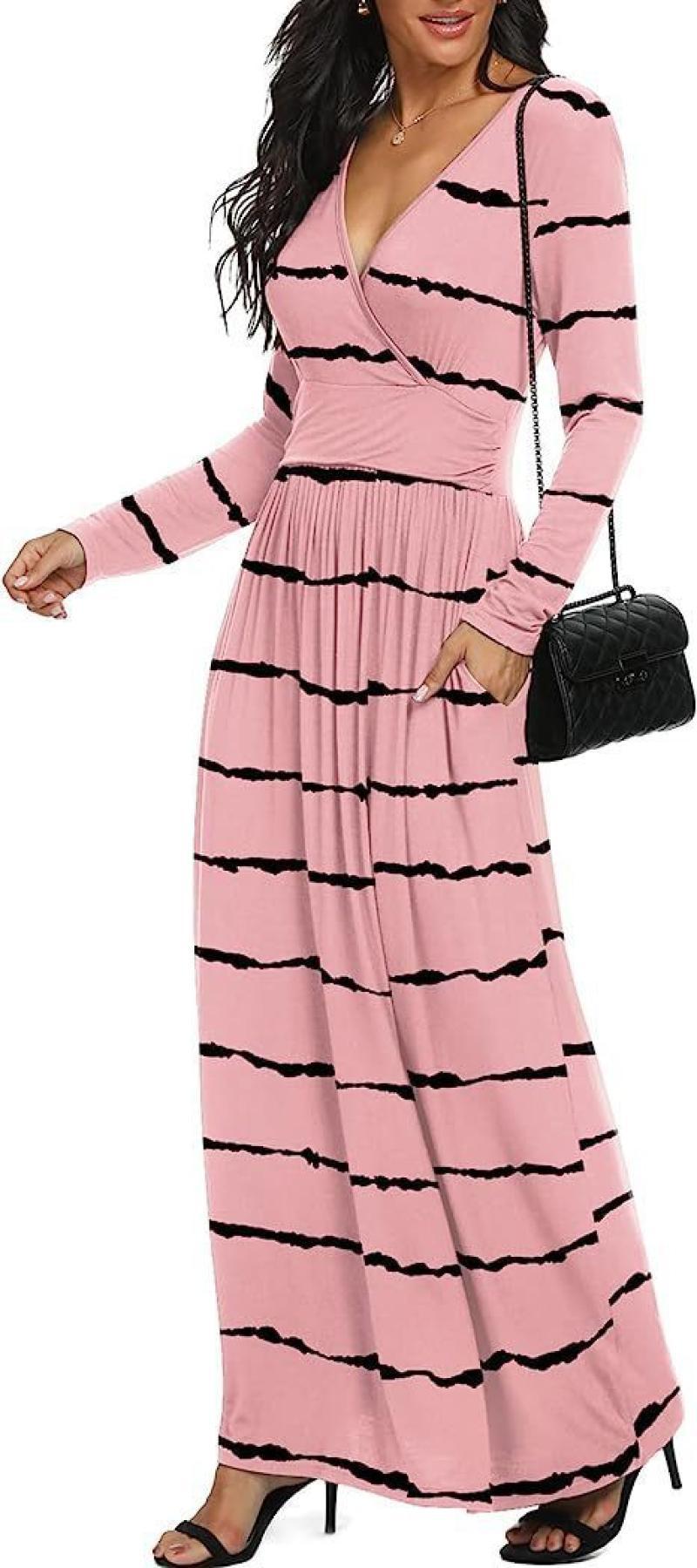 Evarisluxe Striped Maxi Long Dress
