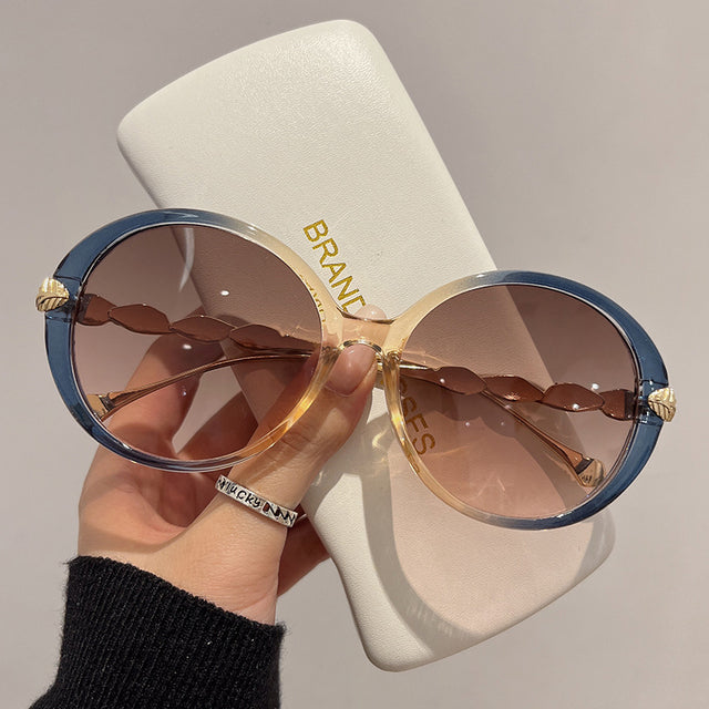 Vintage Round Frame Gradient Sunglasses for Women
