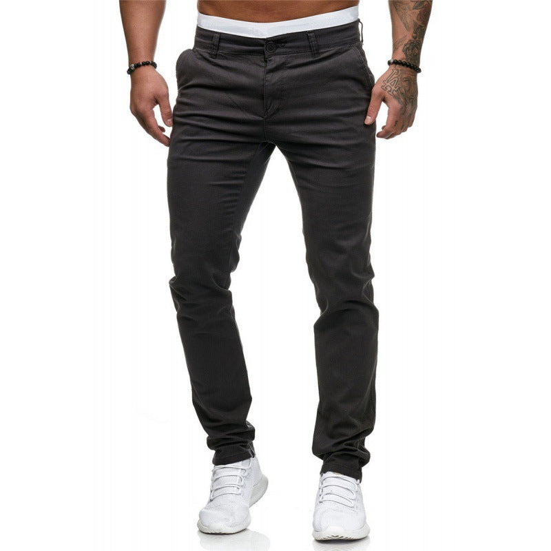 Men's Casual Slim Fit Solid Color Trousers (Wholesale)
