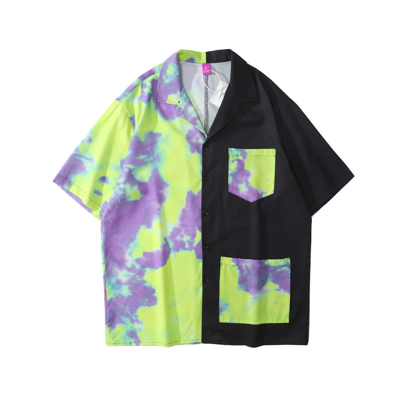 Hawaii Tie-Dye Short-Sleeved Flower Shirt for Men