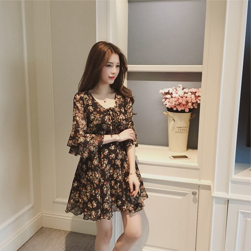 Chiffon Floral Dress for Women - Small Summer Style