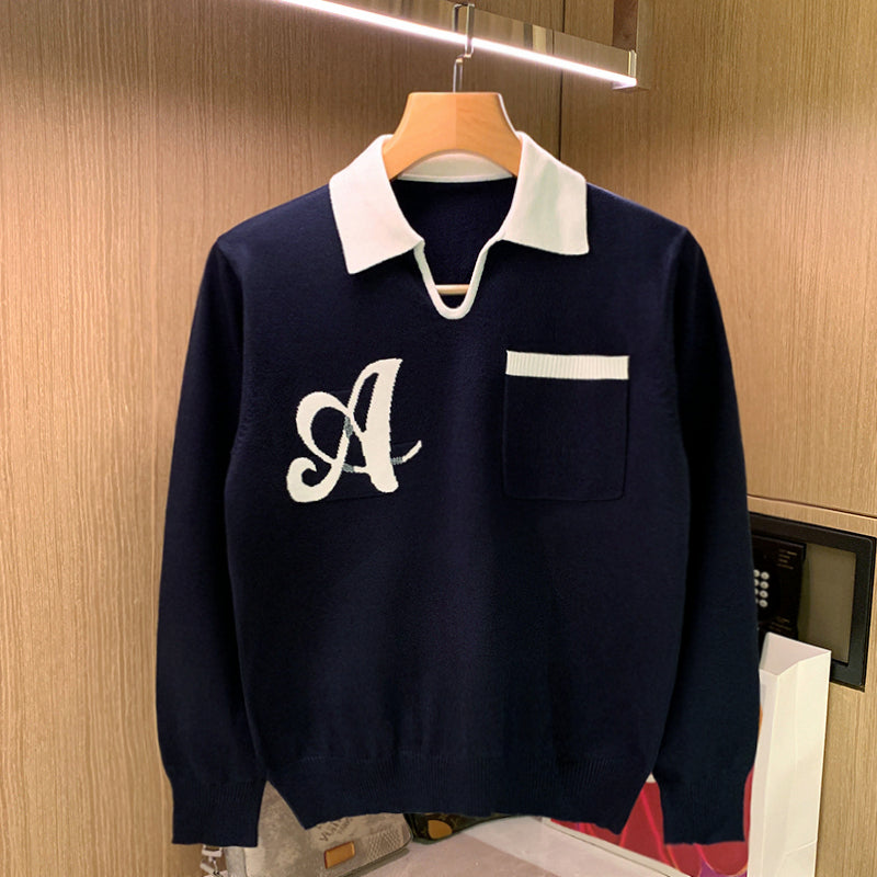 Trendy Casual Long Sleeve Polo for European and American Style
