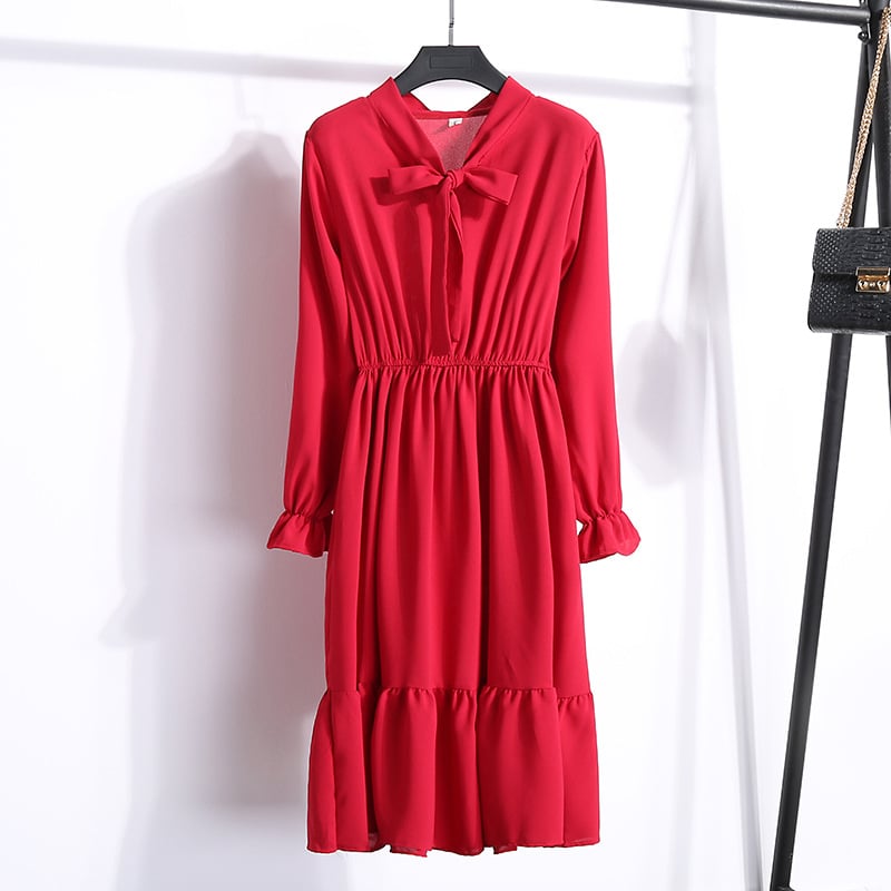 Spring Floral Chiffon Dress for Women (Korean Style)