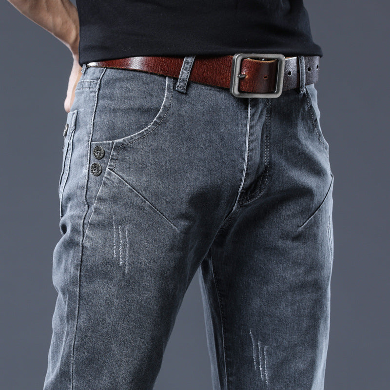 Men's Slim Fit Stretch Denim Pants - Fashionable Casual Wear