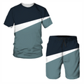 3D Printed Summer Stripe 2-Piece Men's Gym Suit