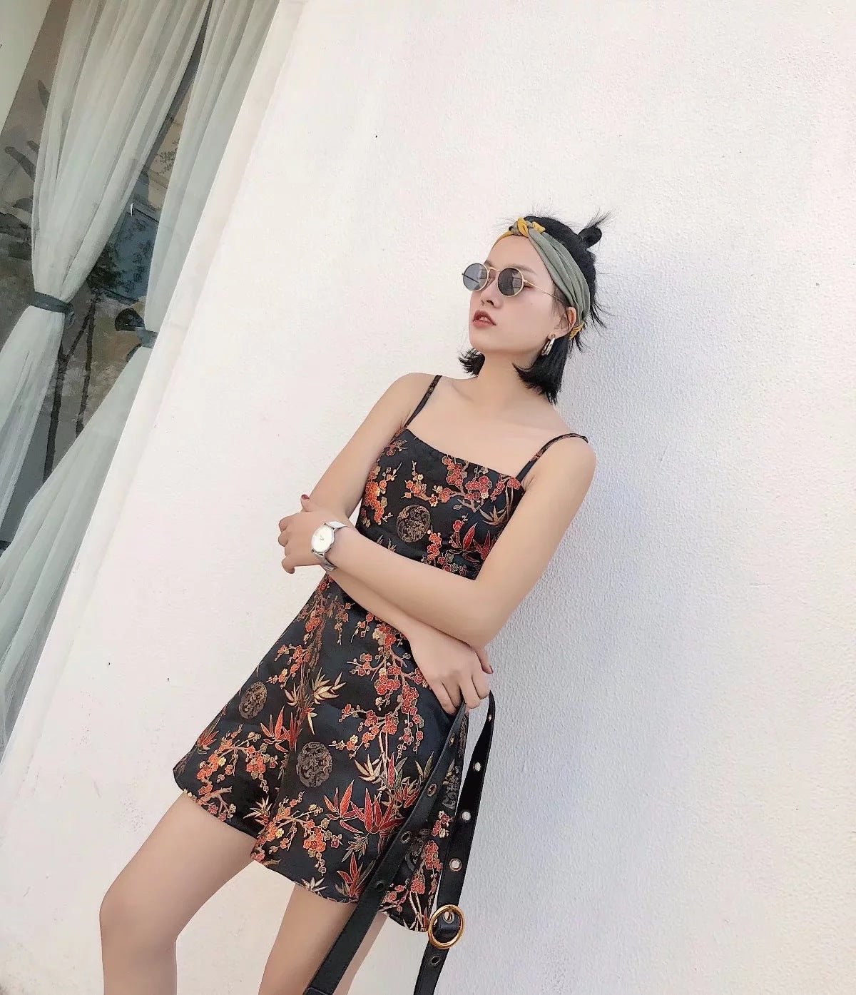 Early Spring Floral Print Chinese Style Dress