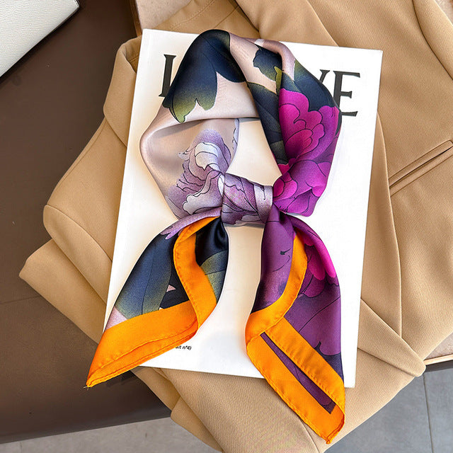 Evarisluxe Silk Satin Square Scarf