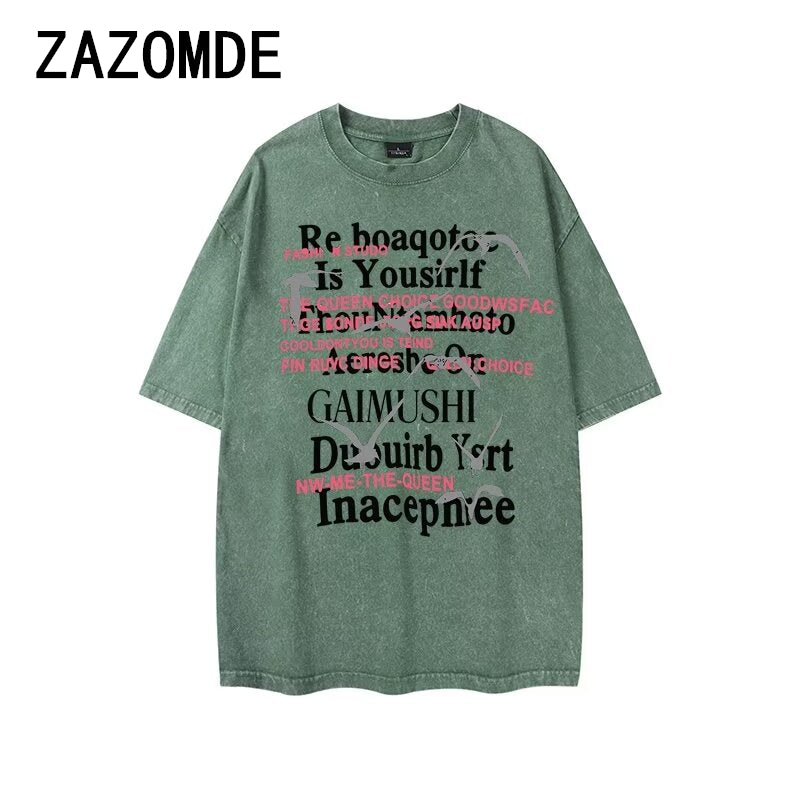 ZAZOMDE Retro American T-Shirt for Men and Women, Y2K