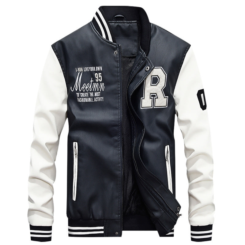 Men's PU Leather Jacket - Casual Spring/Fall Outerwear
