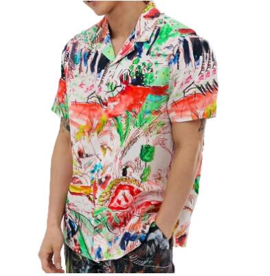 Men's Short Sleeve Printed Hawaiian Shirt for Summer