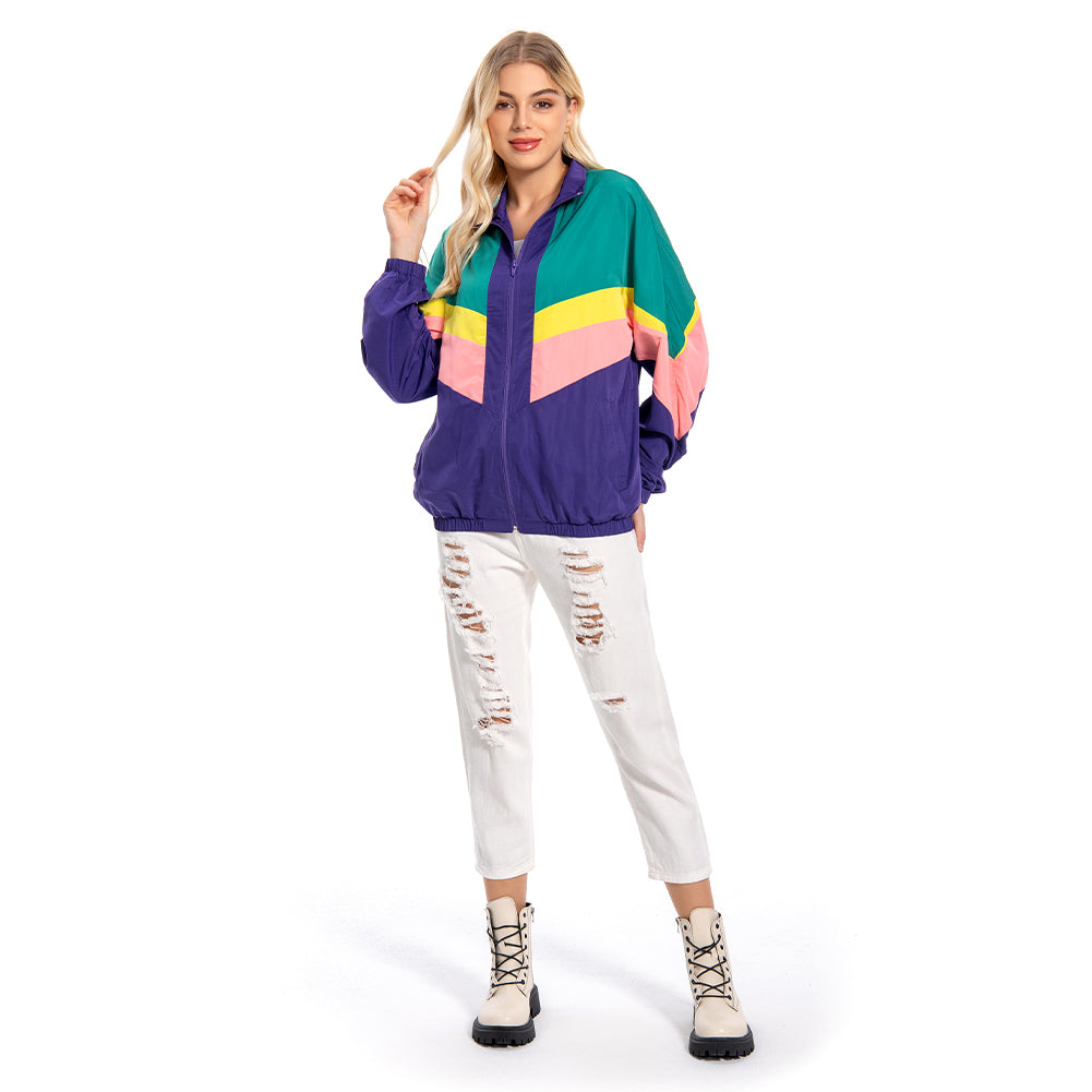 80s 90s Vintage Colorful Jacket for Women Cosplay Outfit