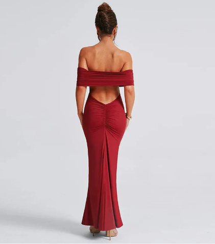 Elegant Backless Off-Shoulder Maxi Dress