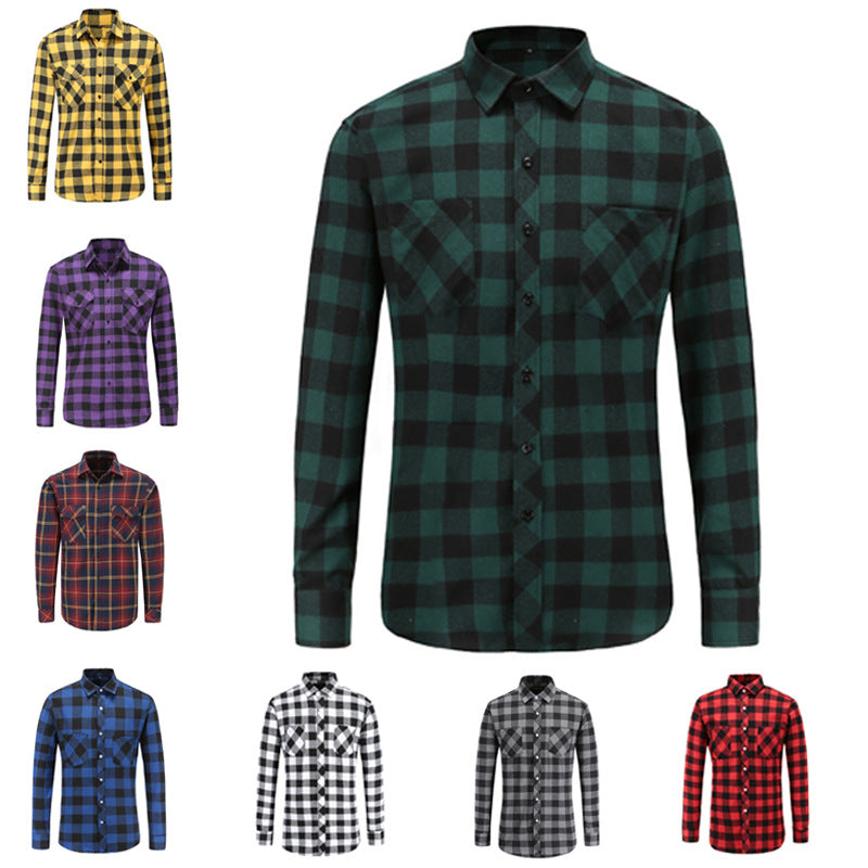 New Fall Winter Plaid Long Sleeve Shirt Jacket for Men