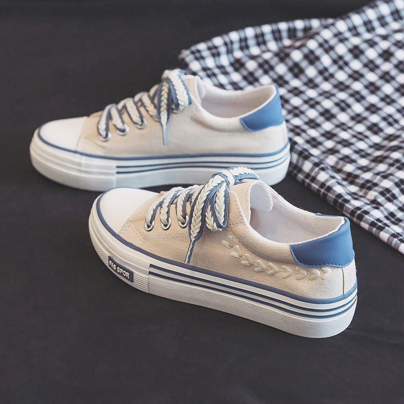 Summer Thick Sole Wheat Ear Canvas Sneakers for Women