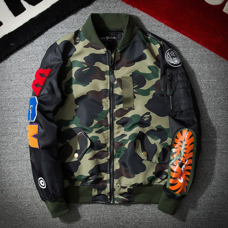 Japanese Style Camouflage Stand Collar Jacket for Men