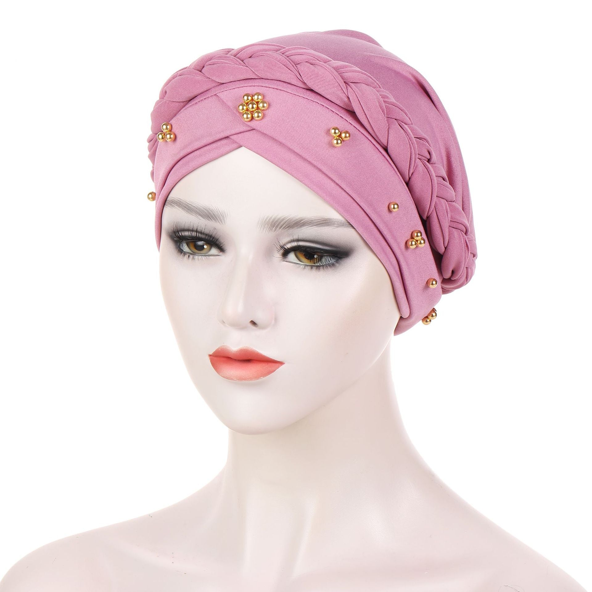 Single Color Gold Pearl Whip Cap for Muslim Headscarf