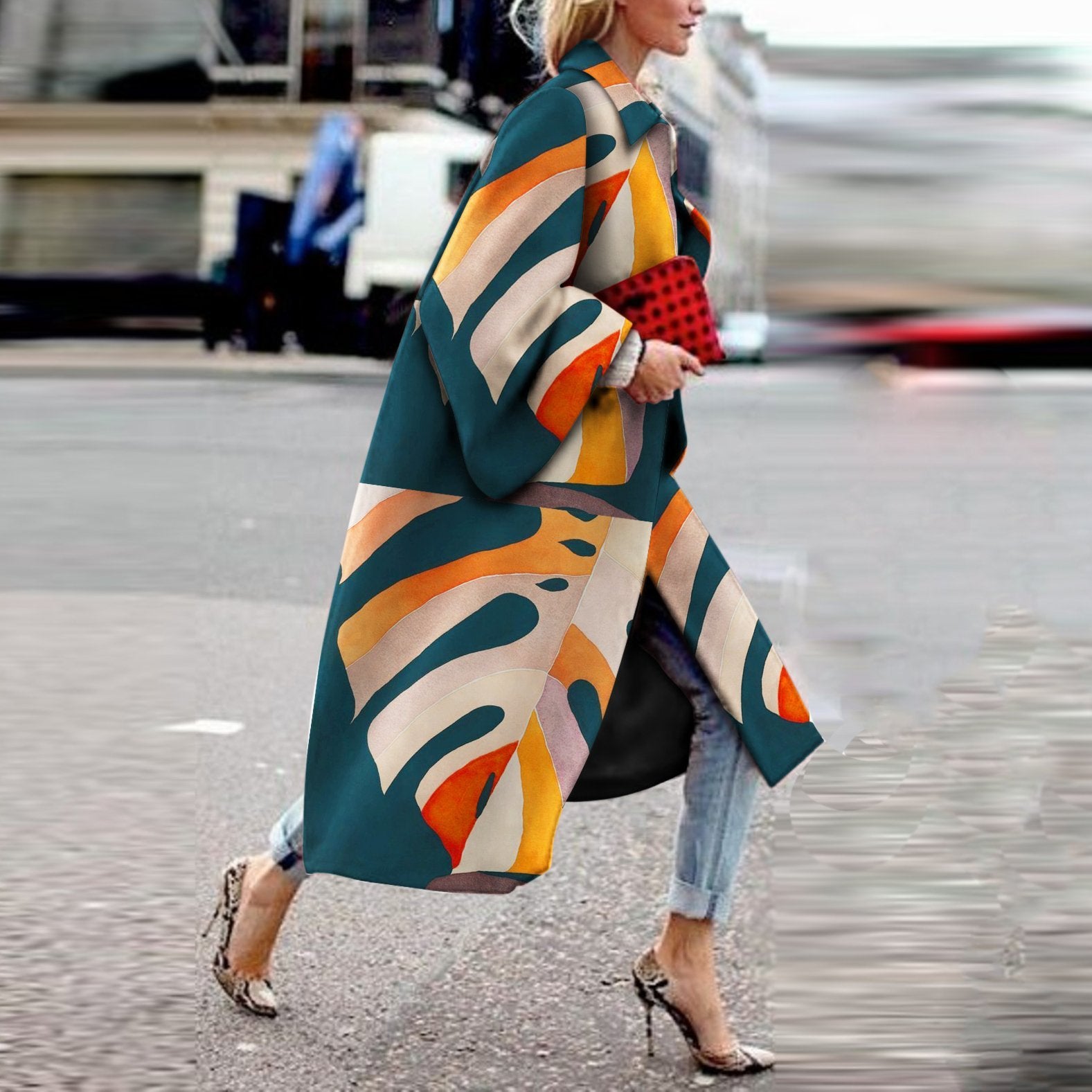 Women's Printed Loose Fit Windbreaker Jacket