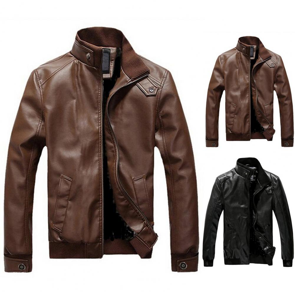 Men's Spring Autumn Motorcycle Leather Jacket