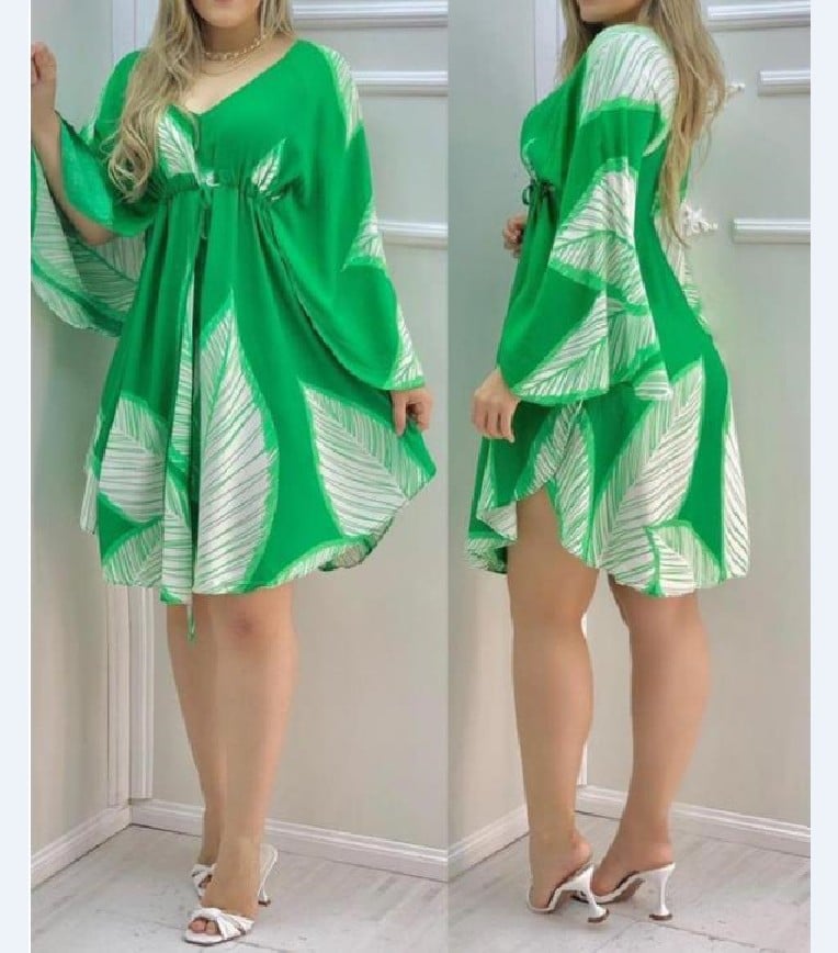Evarisluxe Leaf Print Midi Dress