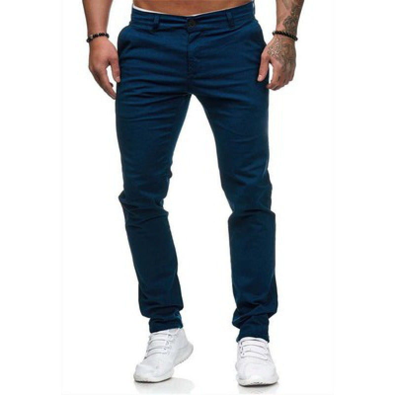 Men's Casual Slim Fit Solid Color Trousers (Wholesale)