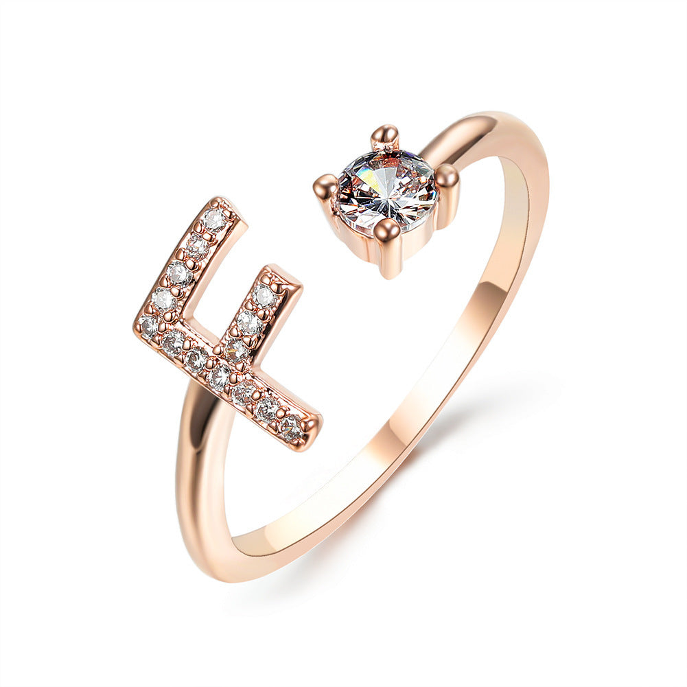 Evarisluxe Initial Letter Gold Ring